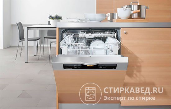 Partially built-in full-size dishwasher