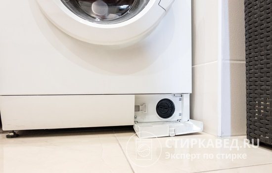 To clean the drain filter, you need to open the door located at the bottom of the front panel of the washing machine.