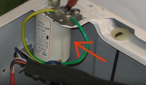 Interference filter in a washing machine