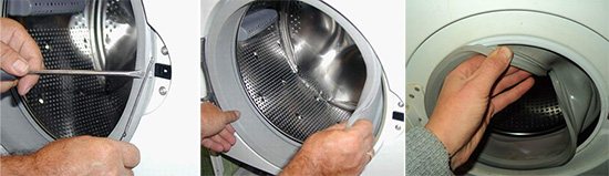 Removing the rubber seal from the washing machine
