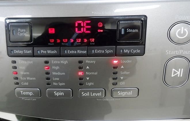 OE error code on the washing machine