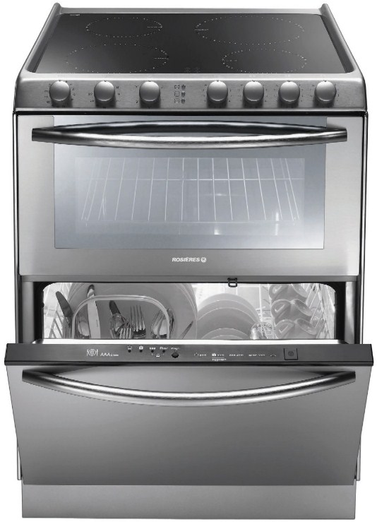 Combined model Candy TRIO9503X with electric stove, oven and dishwasher