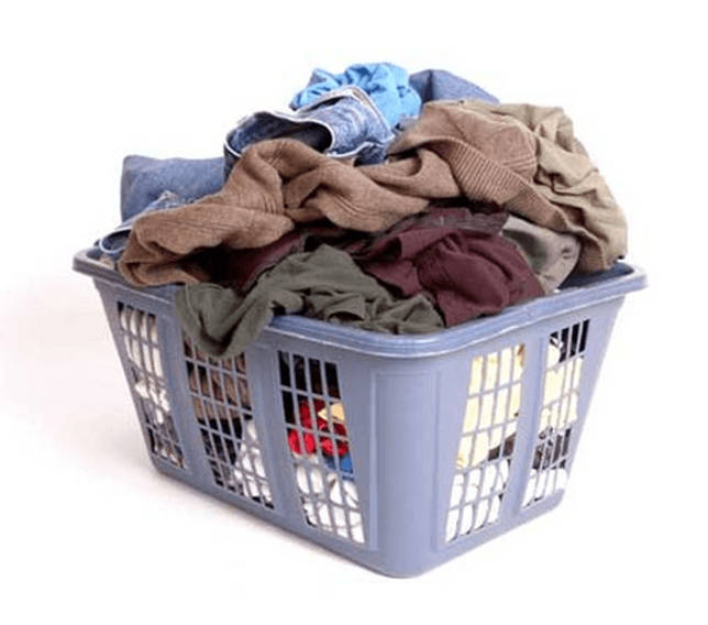 Basket with laundry for washing