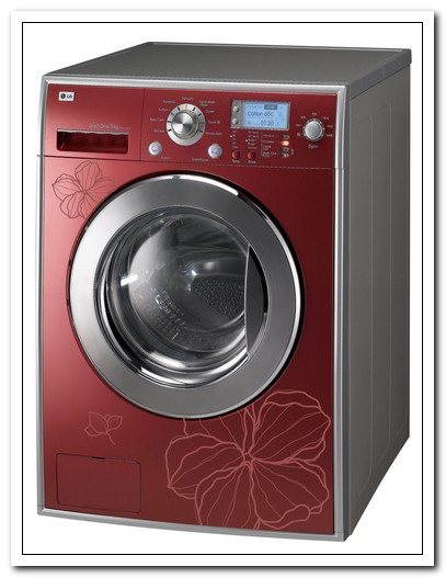 Red washing machine LG F-1406TDSRU