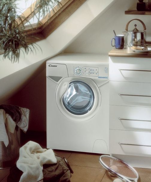 Small-sized washing machine in the interior
