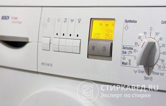 Fault codes are displayed on the display of the Bosch washing machine in case of various problems.
