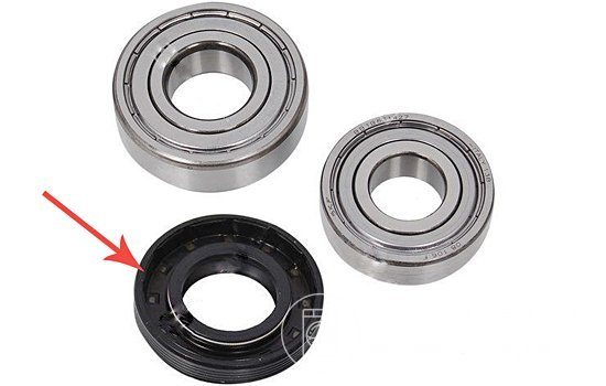 The bearing replacement kit includes a rubber seal that is installed at the same time as the metal parts.