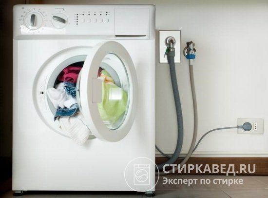 The new washing machine must be connected to the water supply, sewerage and electrical networks