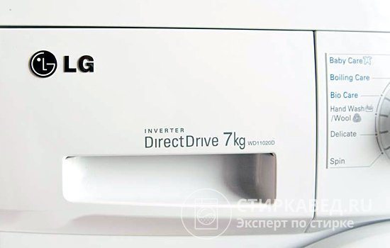 The Direct Drive designation on LG brand washing machines means that the model is equipped with direct drive