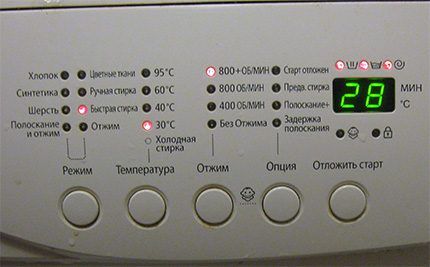 Панель управления стиральной машиной