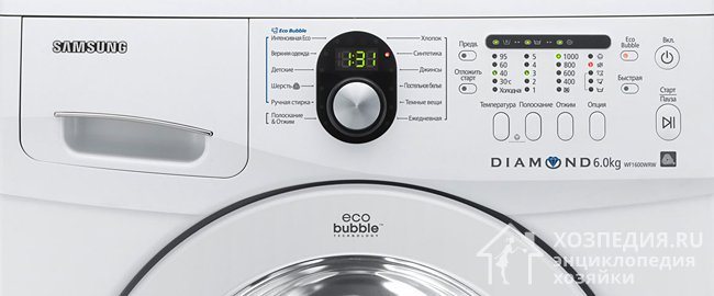 The control panels of Samsung washing machines are equipped with inscriptions and a minimum number of icons