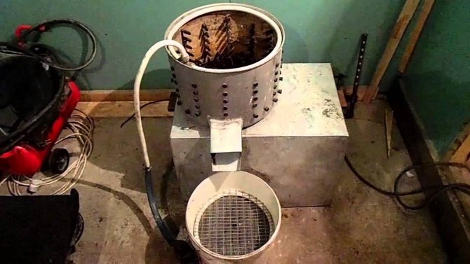 DIY feather removal machine from a washing machine
