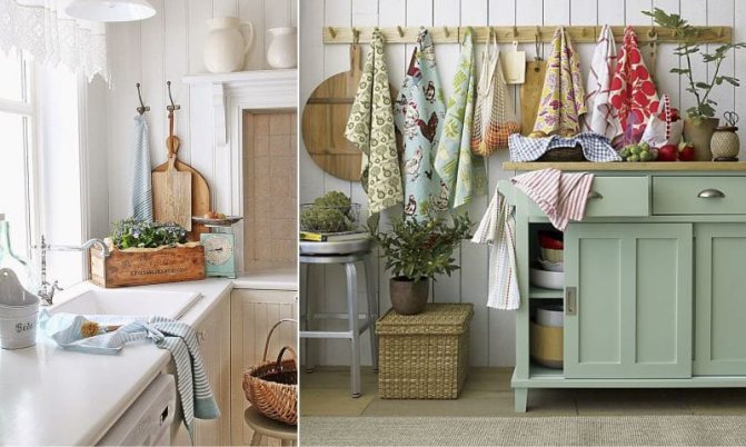 kitchen towels in the interior