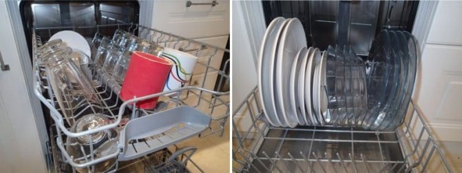 Correct placement of dishes in the dishwasher