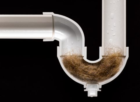 A clogged dishwasher can be caused by a lump of hair in the drain siphon.