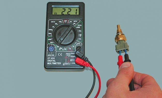 Checking the temperature sensor with a multimeter