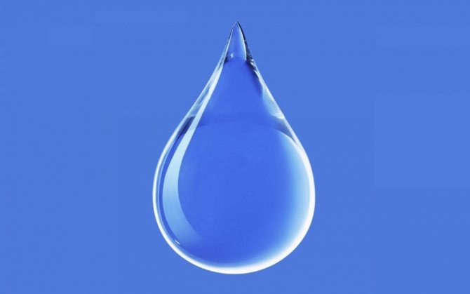 Transparent drop on blue background