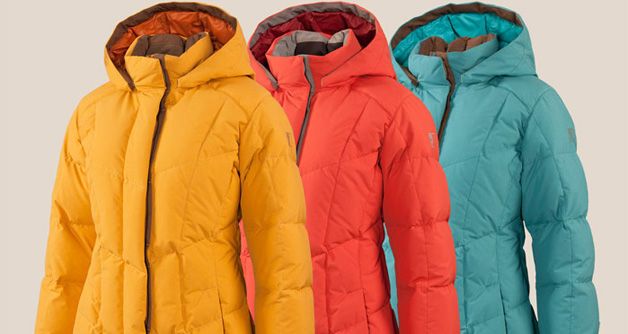 Down jackets of different colors