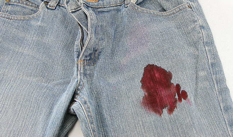 Blood stains on jeans