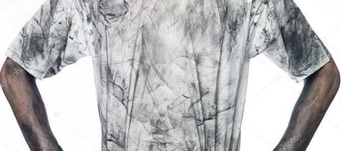 Oil stains on a T-shirt
