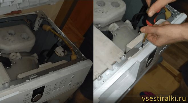 removing the covers from the washing machine
