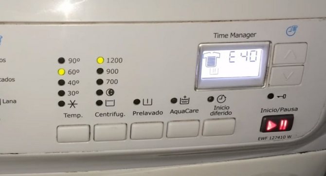 Electrolux washing machine displays error E40