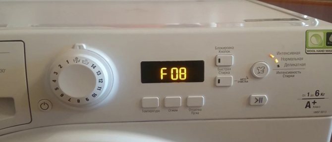 Indesit washing machine error f 08