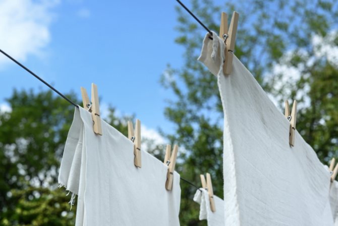 Drying white clothes photo