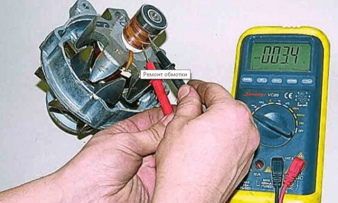 Testing the lamellas of the SMA electric motor with a multimeter