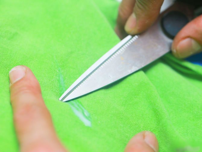 Removing resin with a knife