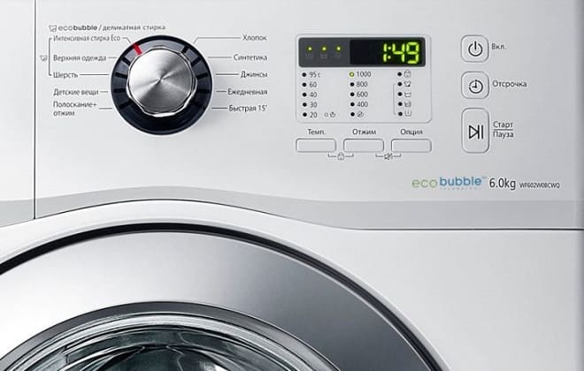 Samsung washing machine control panel