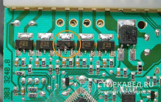 Control triac in the control unit, burnt out due to surge voltage