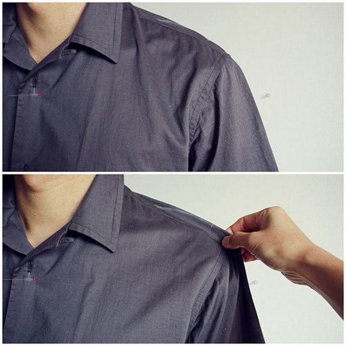 sew the shirt at the shoulders