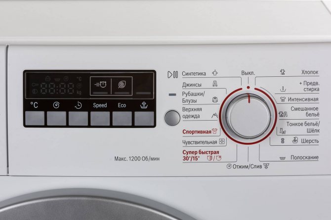 Setting the washing mode on the CMA control panel