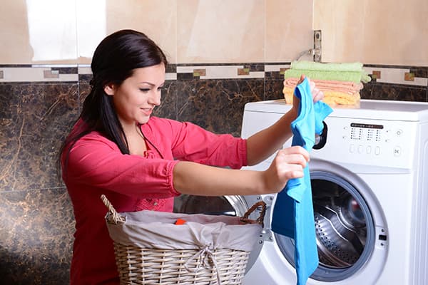 Woman happy with washing result