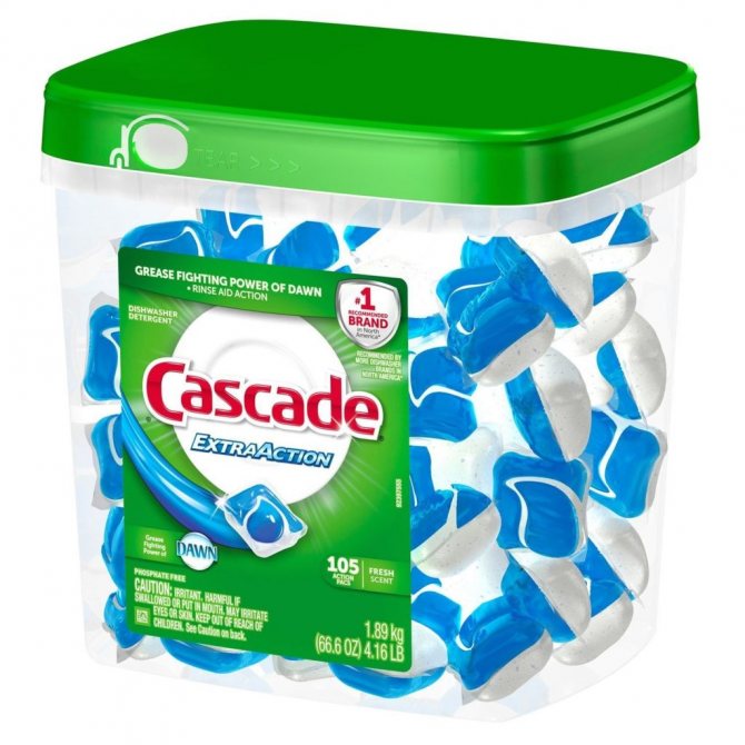 Liquid detergent in capsules Cascade as a substitute for liquid detergent for dishwashers